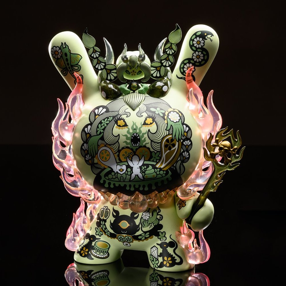 NWT Junko Mizuno Kidrobot La Flamme 8" Dunny Green